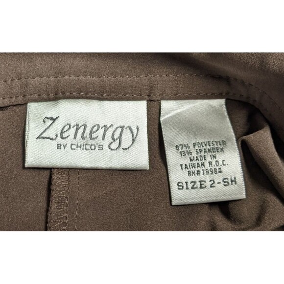 Women's CHICO'S ZENERGY Brown Poly/Spandex Athletic Casual Pants 2 Short 10/12 - Picture 10 of 11